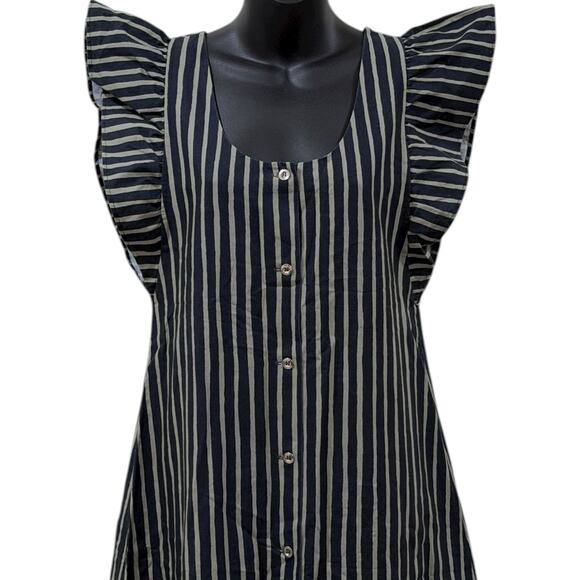 Vintage Marimekko Striped Pinafore Apron Reversible Maxi Dress - Picture 8 of 9